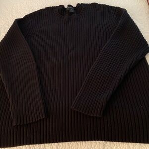 DKNY Vintage Women’s Dark Ribbed Black Crewneck Sweater, Size XXL